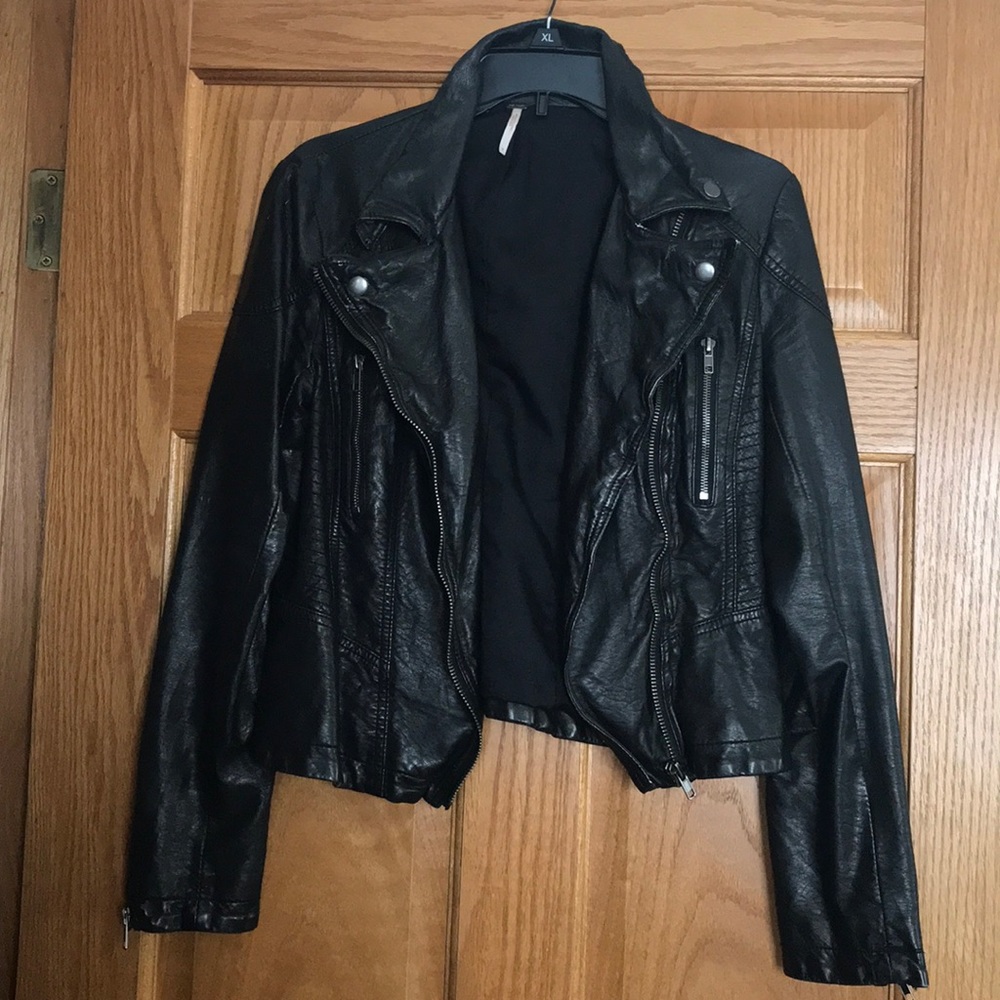 Faux leather moto jacket